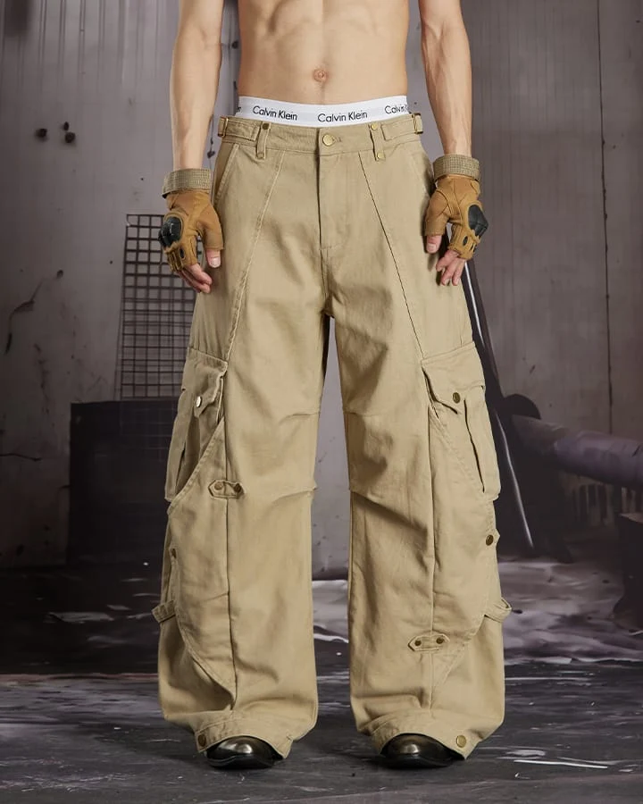 KIIKIO Vintage Utility Cargo Wide Leg Pants