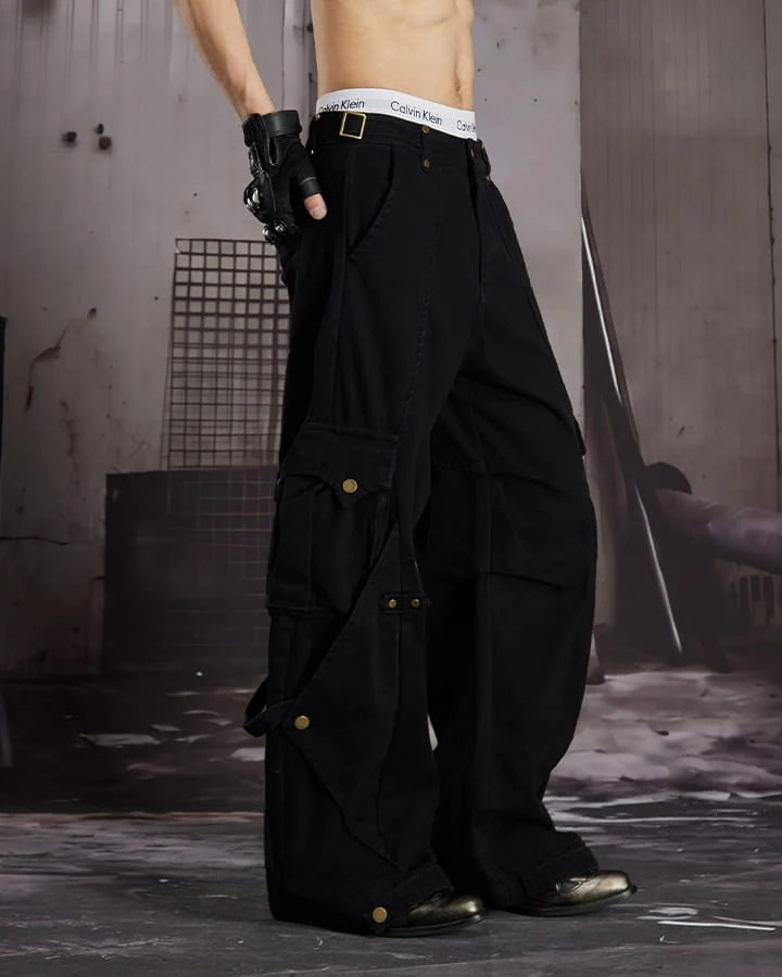 KIIKIO Vintage Utility Cargo Wide Leg Pants