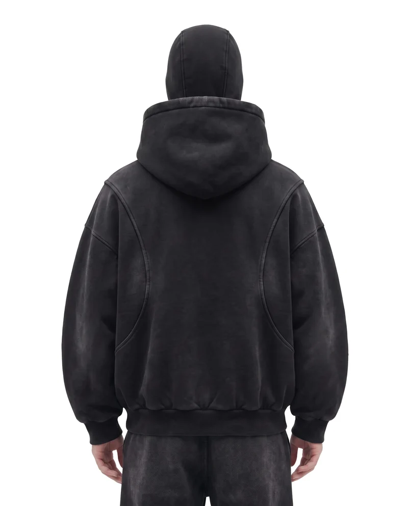 KIIKIO Vintage Washed Balaclava Double Layer Zip-Up Hoodie