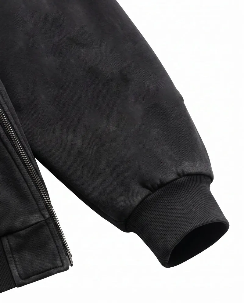 KIIKIO Vintage Washed Balaclava Double Layer Zip-Up Hoodie