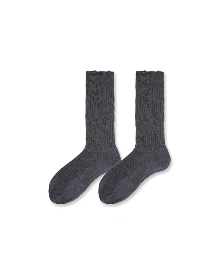 KIIKIO Men's Distressed Minimalist Slouch Crew Socks