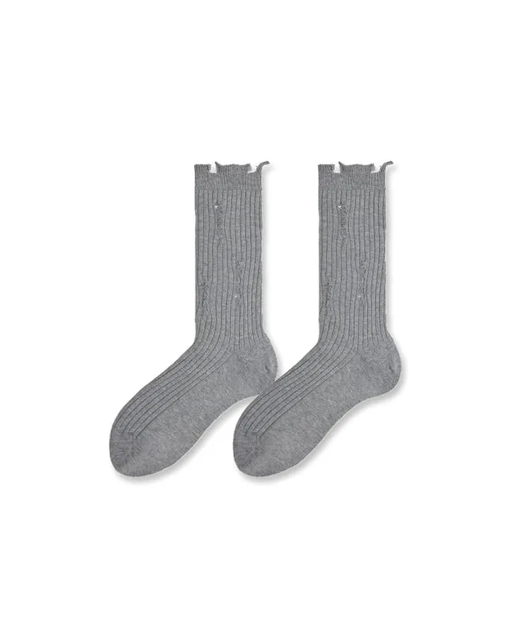 KIIKIO Men's Distressed Minimalist Slouch Crew Socks