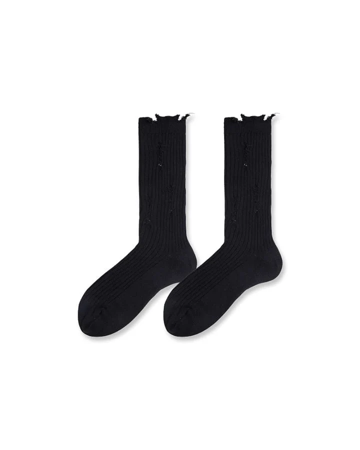 KIIKIO Men's Distressed Minimalist Slouch Crew Socks