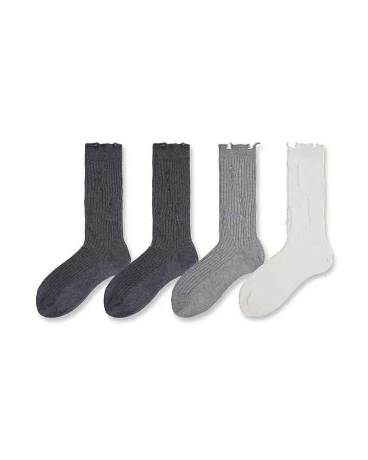 KIIKIO Men's Distressed Minimalist Slouch Crew Socks