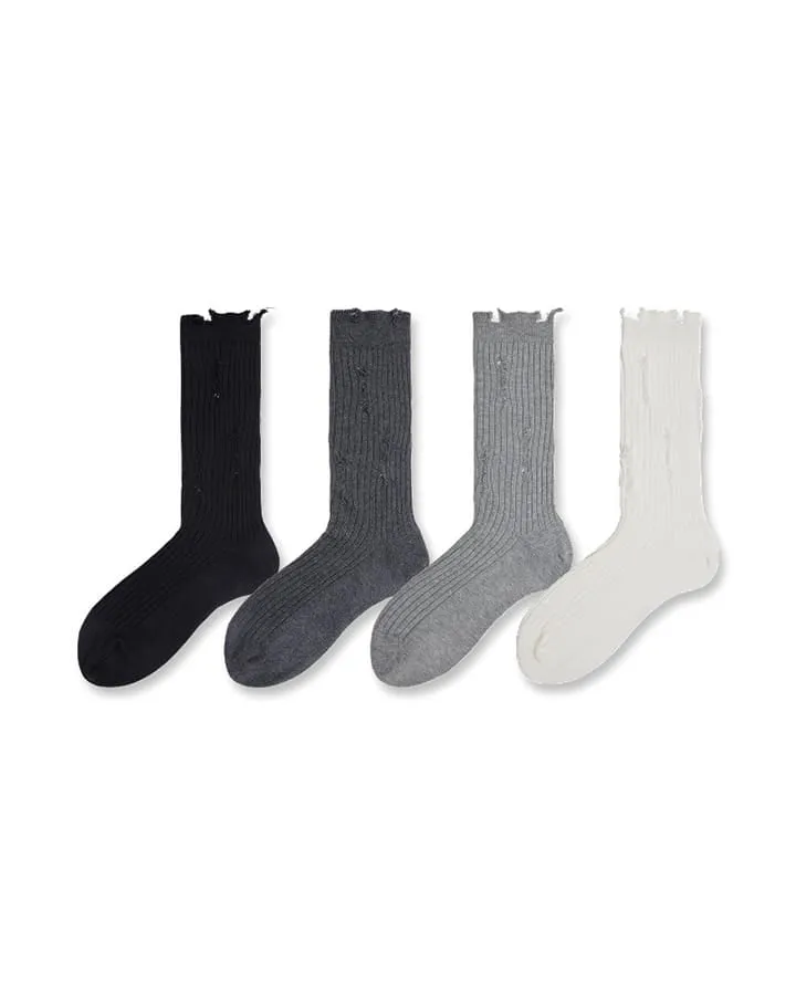 KIIKIO Men's Distressed Minimalist Slouch Crew Socks