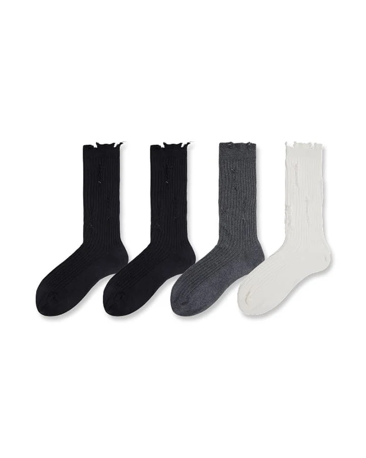 KIIKIO Men's Distressed Minimalist Slouch Crew Socks