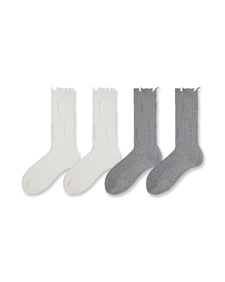 KIIKIO Men's Distressed Minimalist Slouch Crew Socks