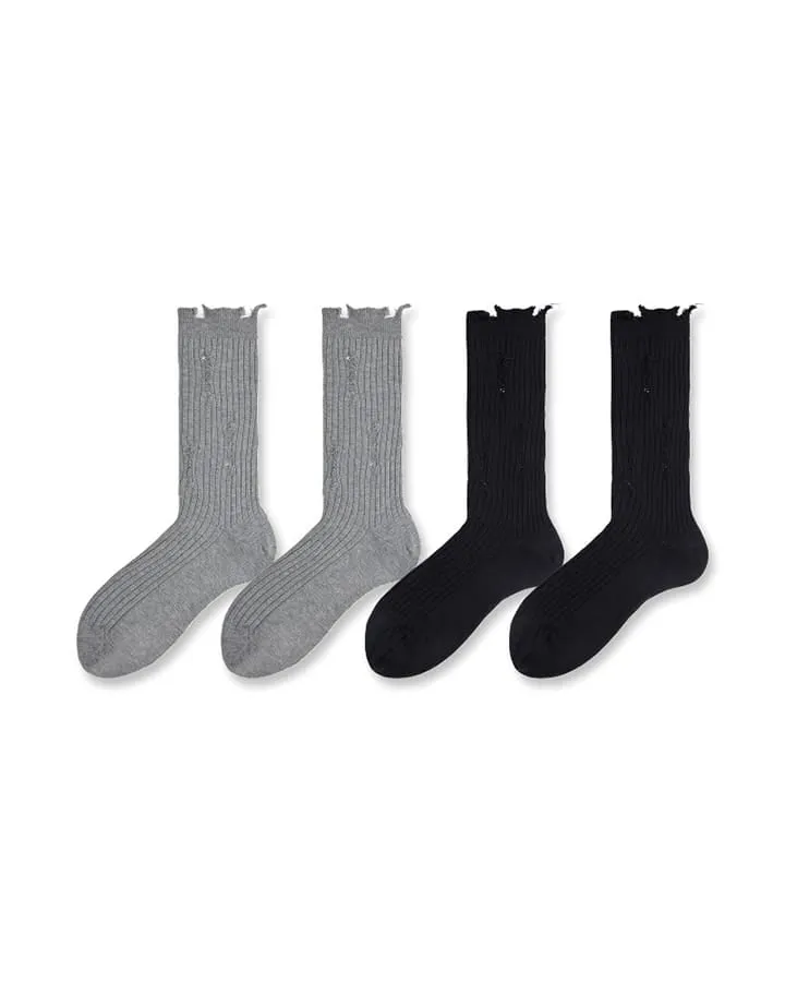 KIIKIO Men's Distressed Minimalist Slouch Crew Socks