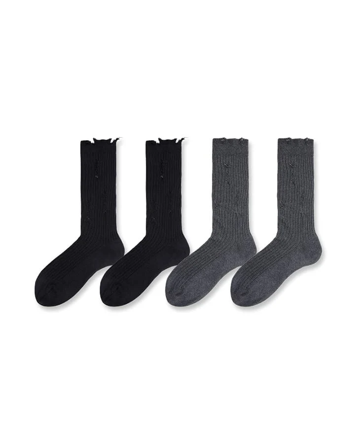KIIKIO Men's Distressed Minimalist Slouch Crew Socks