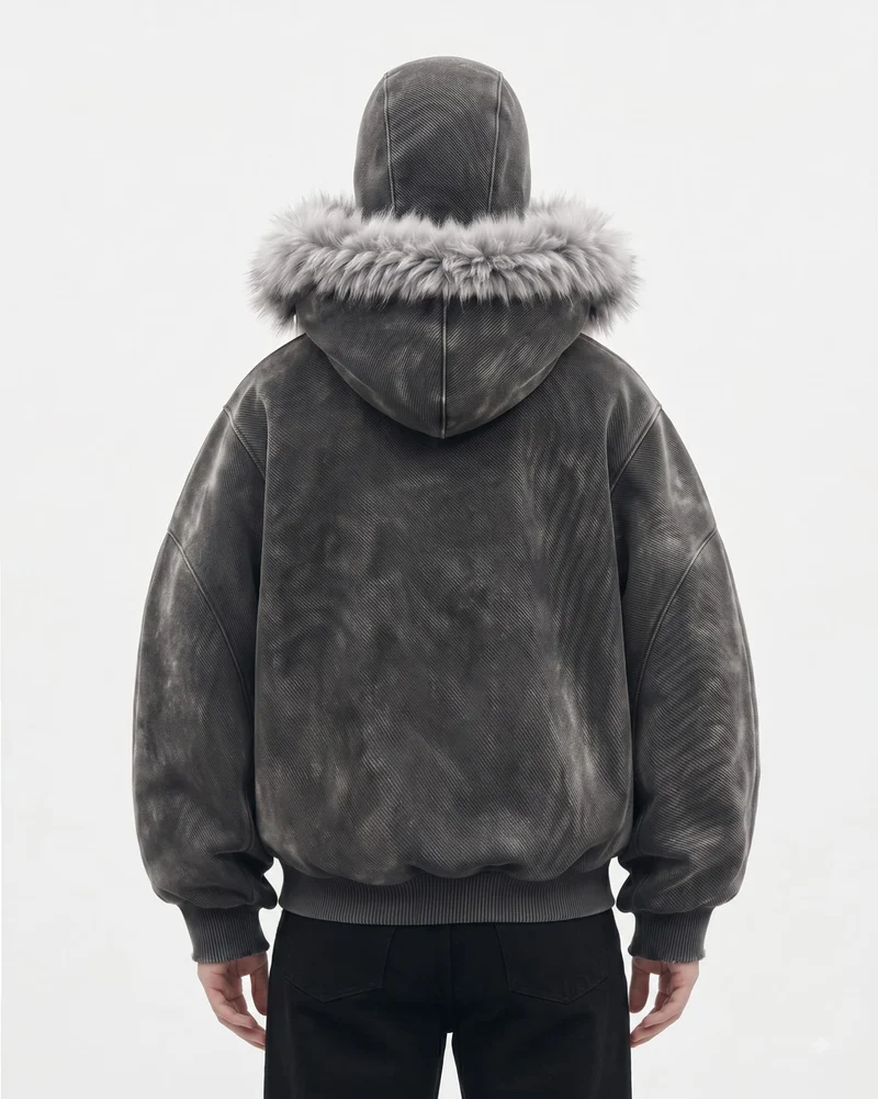KIIKIO Vintage Fur-Trim Balaclava Utility Jacket