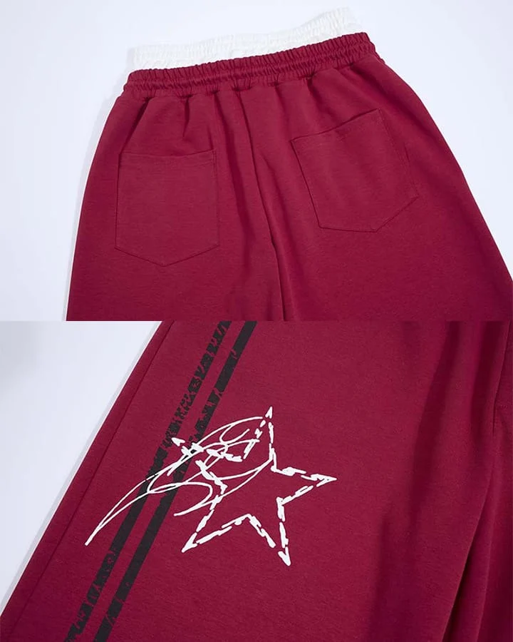 KIIKIO Y2K Star Graphic Wide Leg Pants