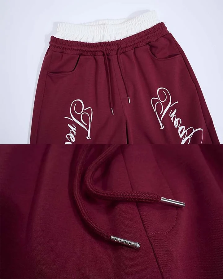 KIIKIO Retro Letter Print Wide Leg Pants