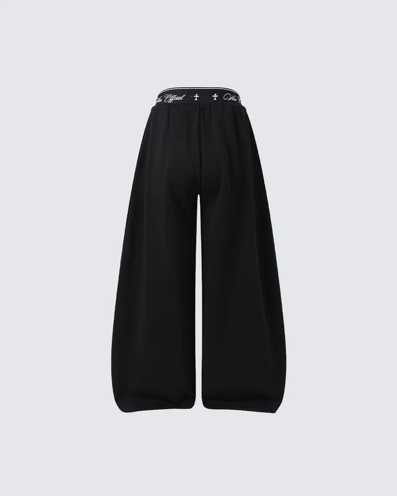 KIIKIO Retro Letter Print Wide Leg Sweatpants