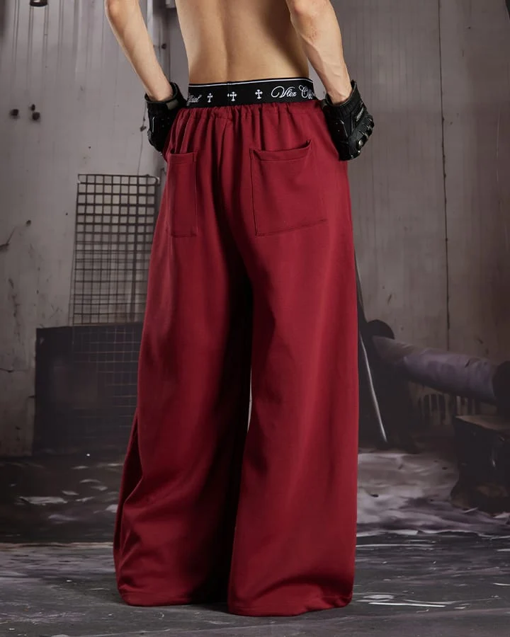 KIIKIO Retro Letter Print Wide Leg Sweatpants
