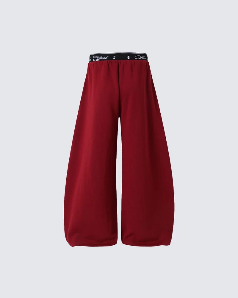 KIIKIO Retro Letter Print Wide Leg Sweatpants