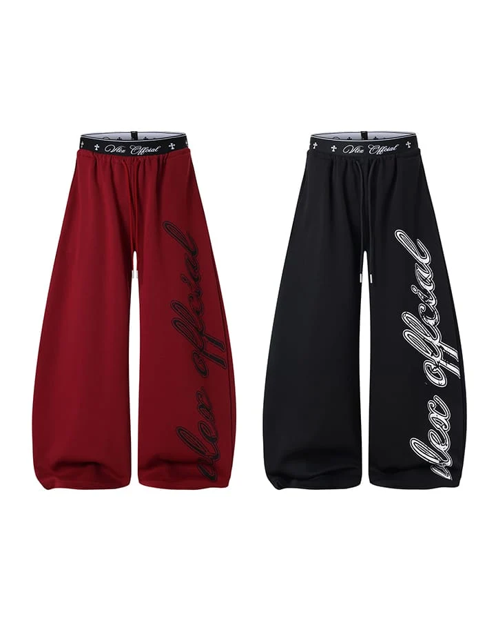 KIIKIO Retro Letter Print Wide Leg Sweatpants