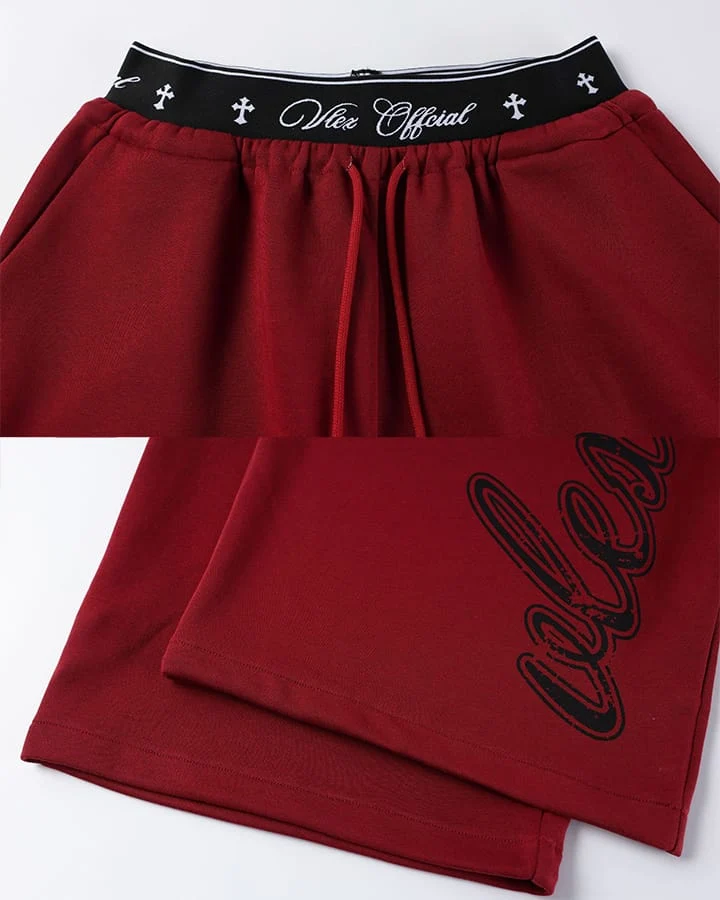 KIIKIO Retro Letter Print Wide Leg Sweatpants
