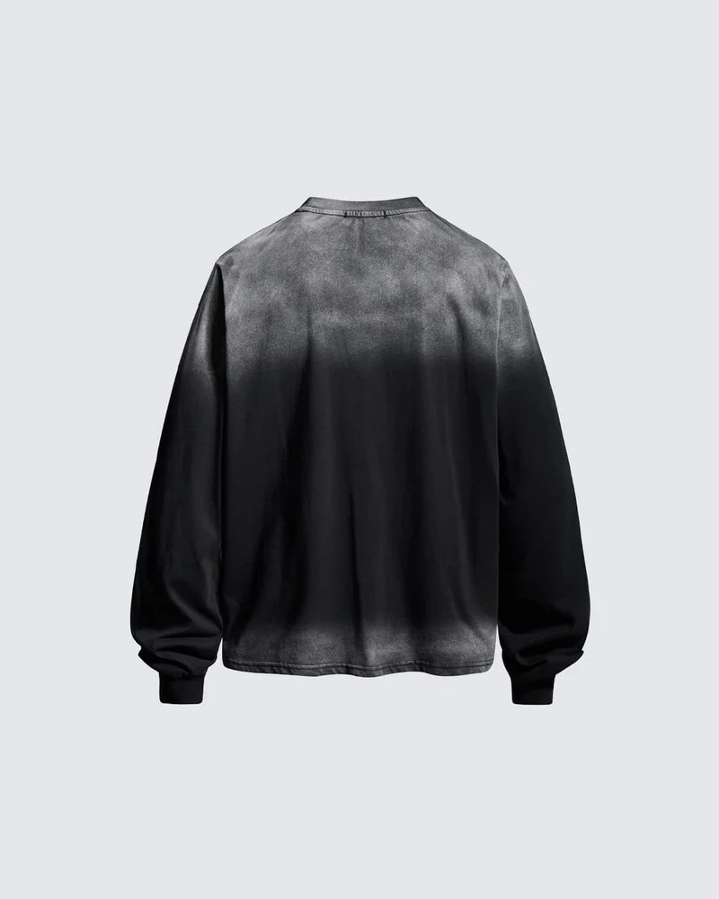 KIIKIO Vintage Washed Dog Graphic Long-Sleeve T-Shirt
