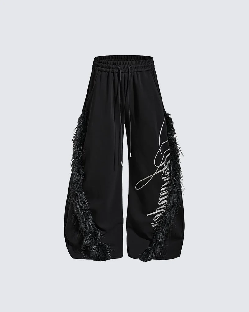 KIIKIO Gothic Fringe Embroidered Wide Leg Pants