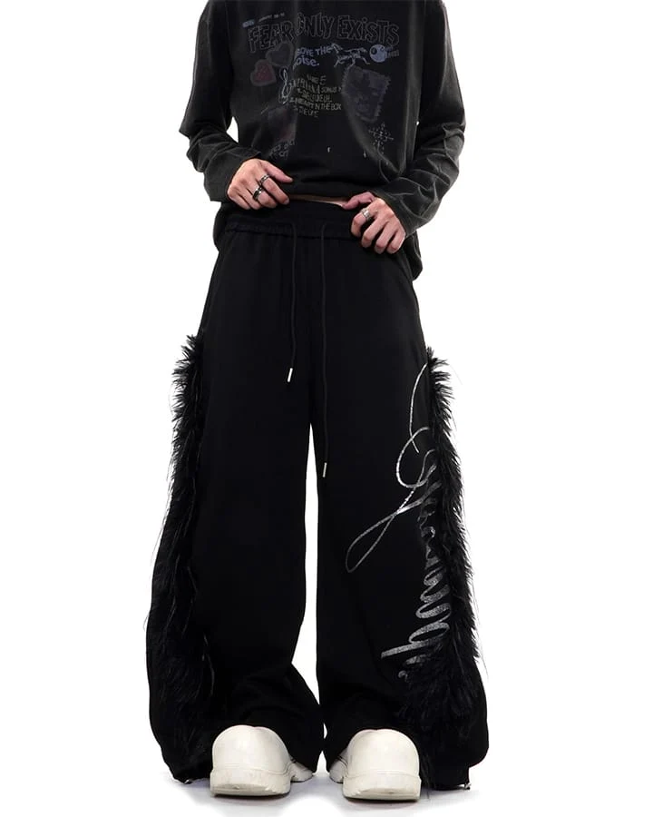 KIIKIO Gothic Fringe Embroidered Wide Leg Pants