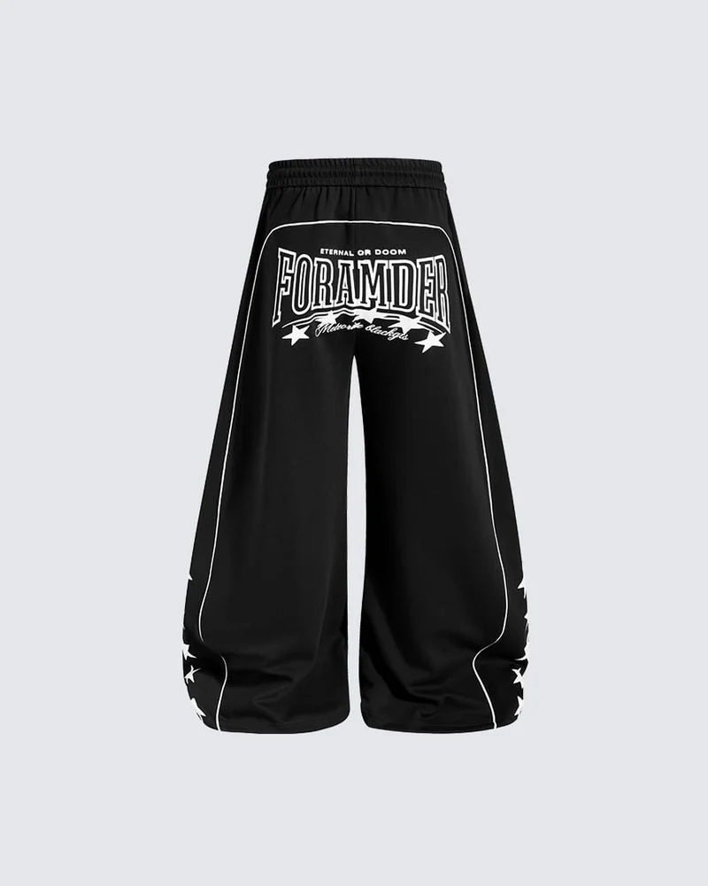 KIIKIO Streetwear Graphic Star Wide Leg Pants
