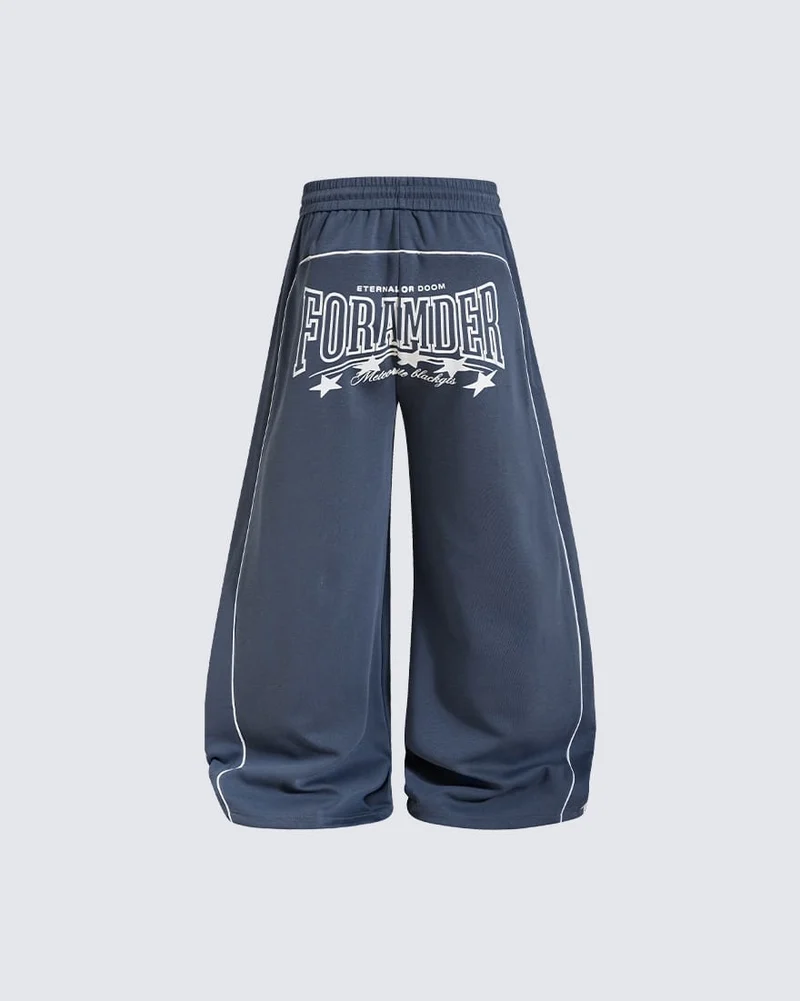 KIIKIO Streetwear Graphic Star Wide Leg Pants