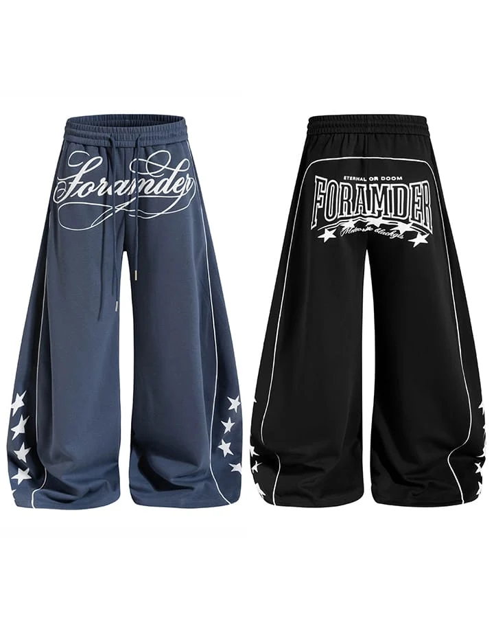 KIIKIO Streetwear Graphic Star Wide Leg Pants