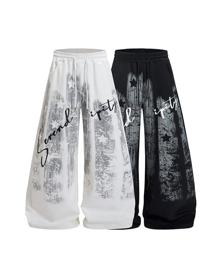 KIIKIO Graffiti Printed Wide Leg Casual Pants