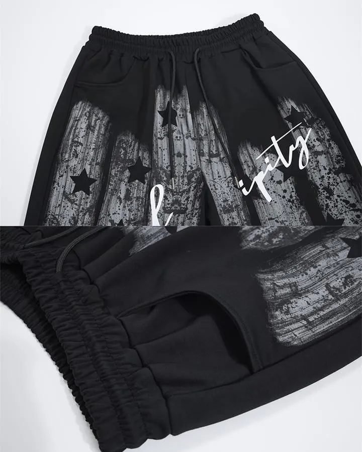 KIIKIO Graffiti Printed Wide Leg Casual Pants