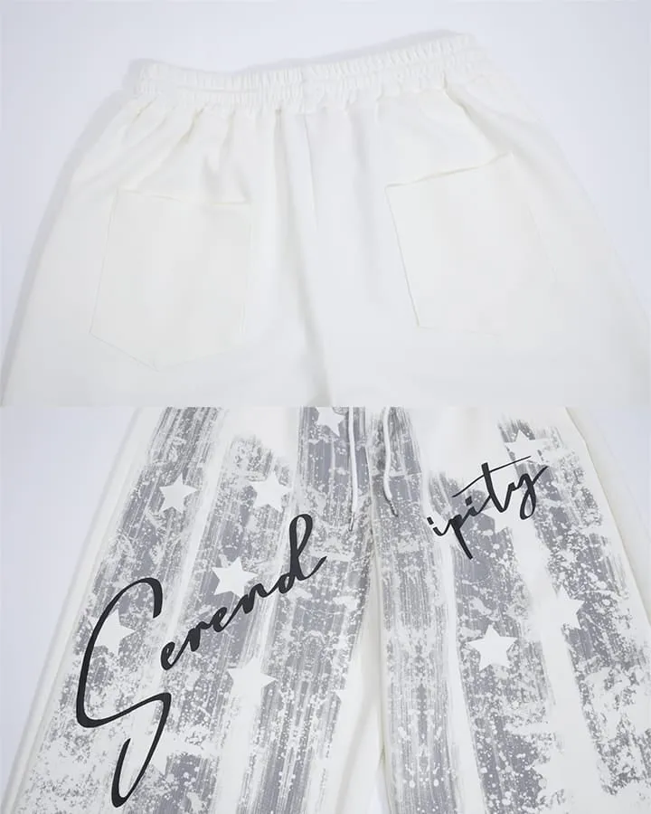 KIIKIO Graffiti Printed Wide Leg Casual Pants