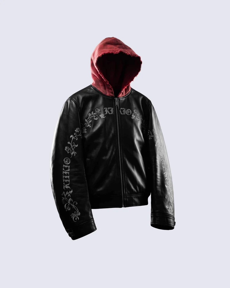KIIKIO RED RUST Series | Vintage Leather Hooded Bomber Jacket