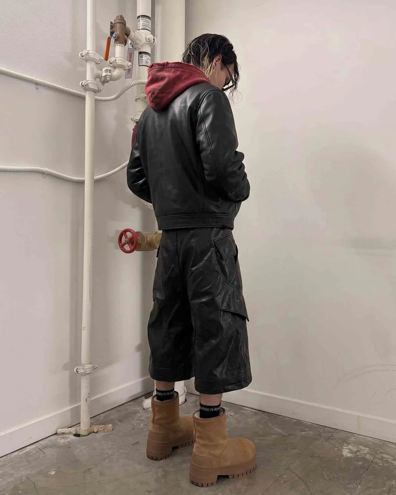 KIIKIO RED RUST Series | Vintage Leather Hooded Bomber Jacket