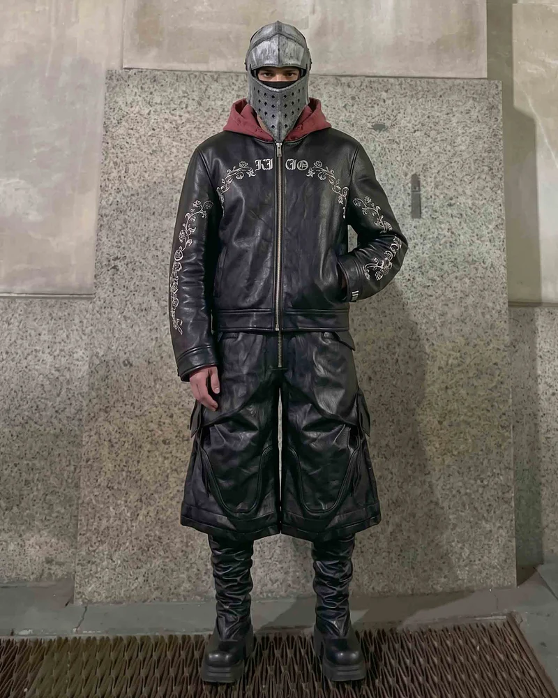 KIIKIO RED RUST Series | Vintage Leather Hooded Bomber Jacket