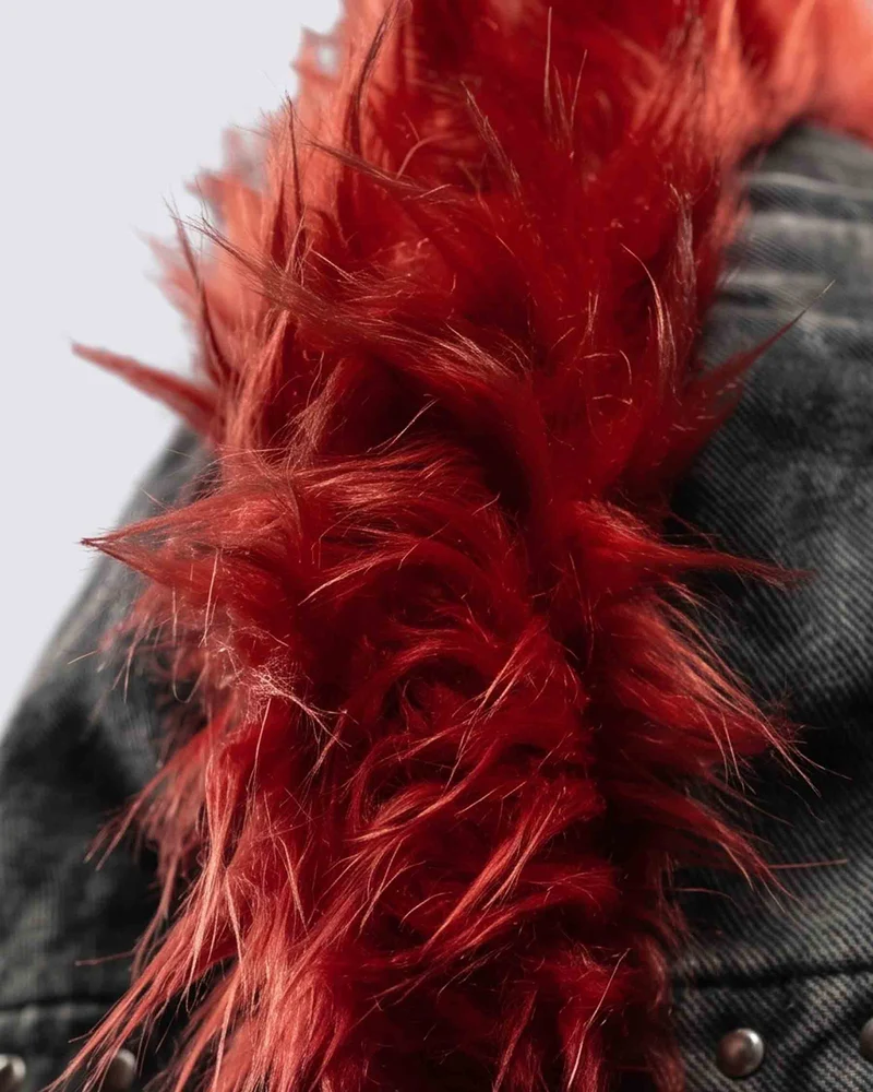 KIIKIO RED RUST Series | Distressed Denim Hooded Vest