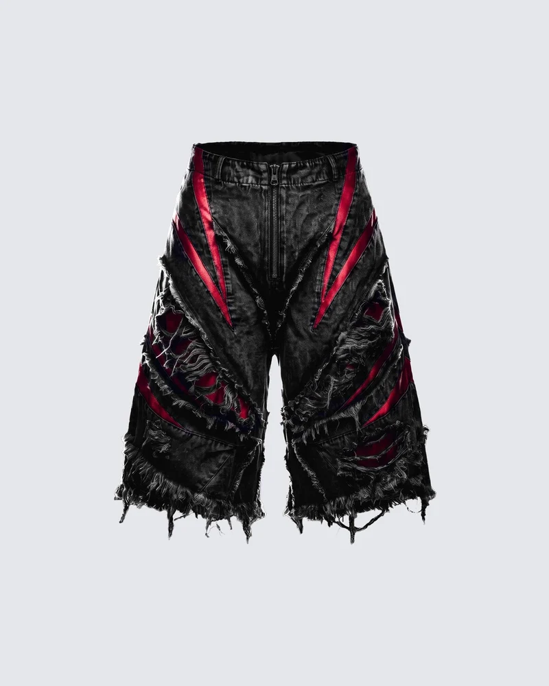 KIIKIO RED RUST Series | Distressed Denim Shorts