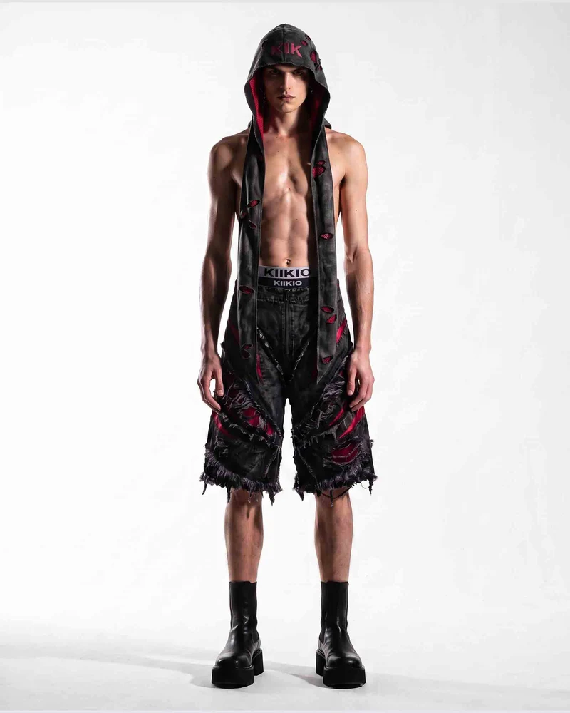 KIIKIO RED RUST Series | Distressed Denim Shorts