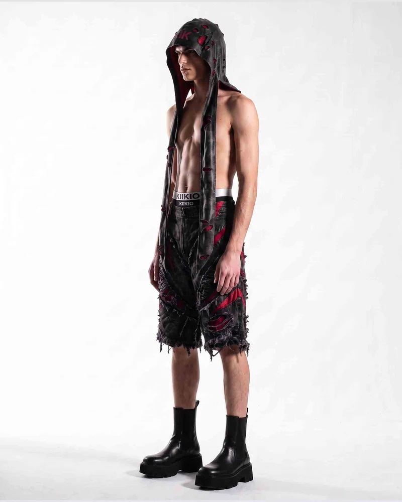 KIIKIO RED RUST Series | Distressed Denim Shorts