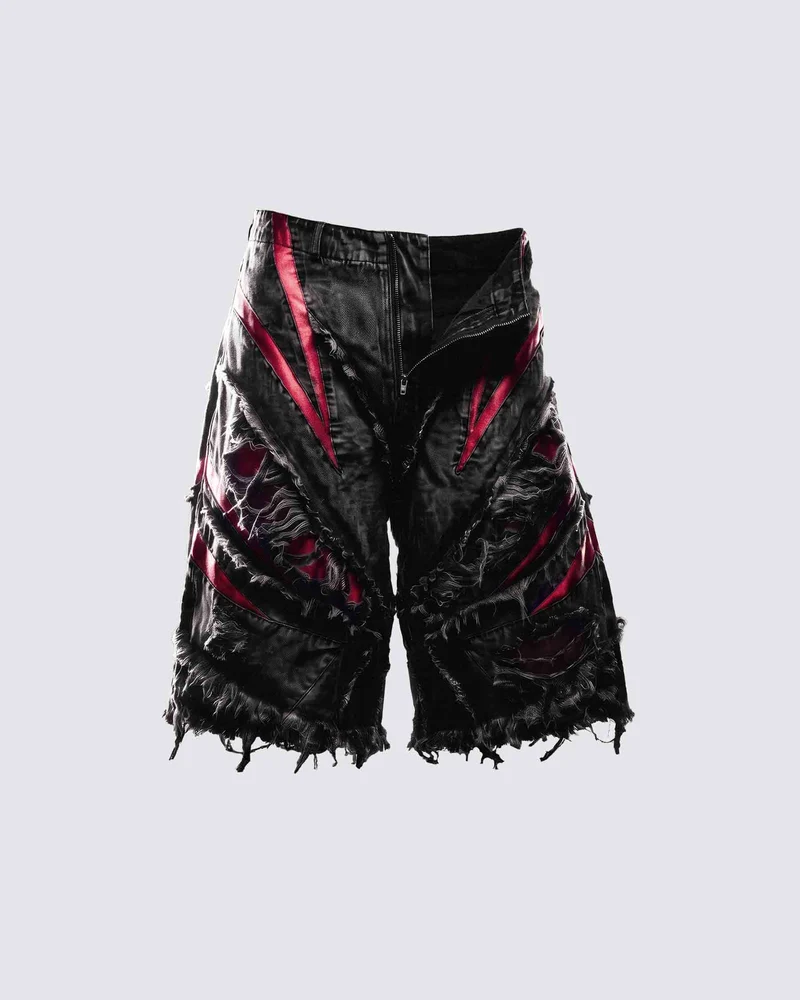 KIIKIO RED RUST Series | Distressed Denim Shorts