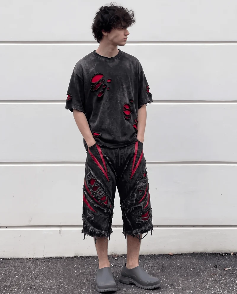KIIKIO RED RUST Series | Distressed Oversized T-Shirt