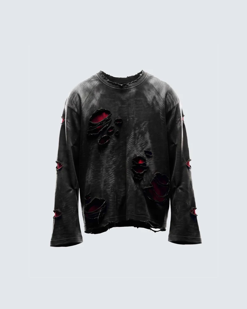 KIIKIO RED RUST Series | Distressed Raglan Long Sleeve