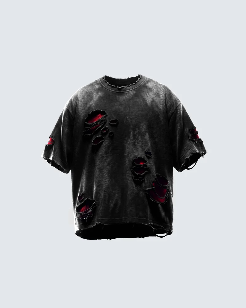 KIIKIO RED RUST Series | Distressed Oversized T-Shirt