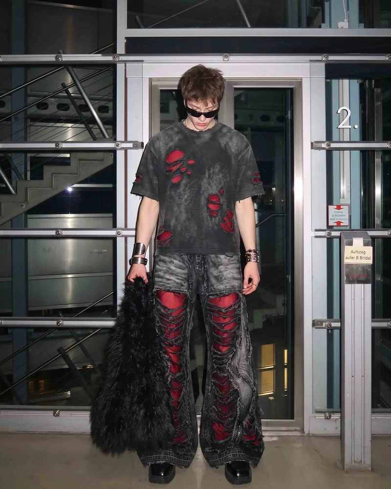 KIIKIO RED RUST Series | Distressed Oversized T-Shirt