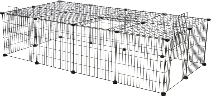 Geschlossenes Freilaufgehege aus Metall für Meerschweinchen und Kaninchen, erweiterbar