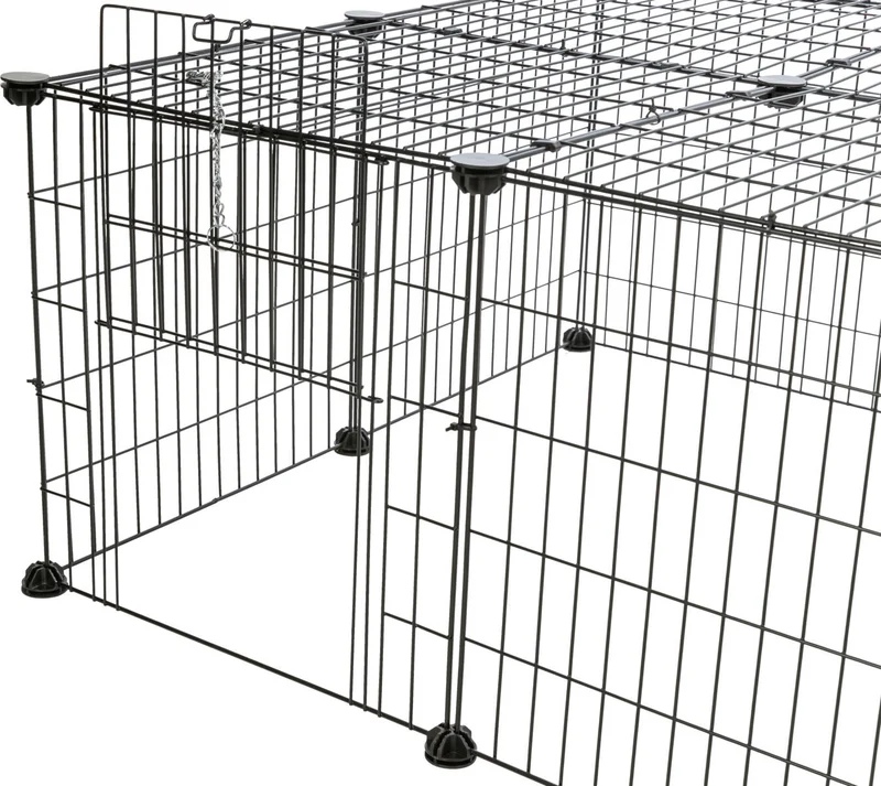 Geschlossenes Freilaufgehege aus Metall für Meerschweinchen und Kaninchen, erweiterbar