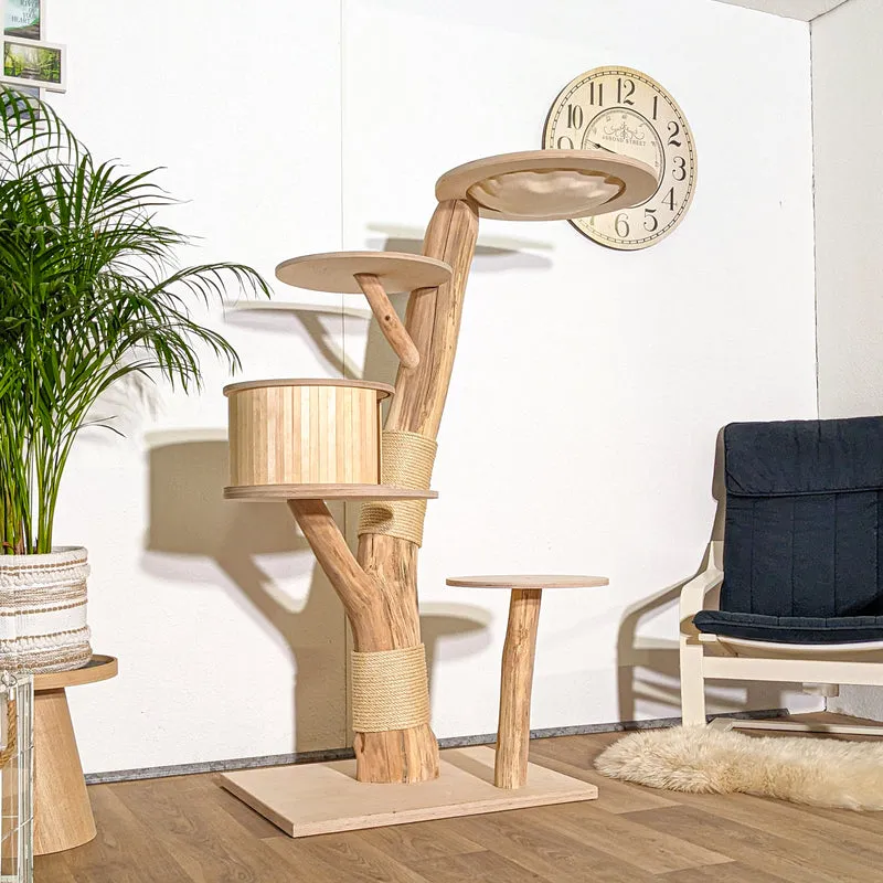 Naturkratzbaum 4340 Kratzbaum Natur Holz Design 157 cm hoch Katzenbaum