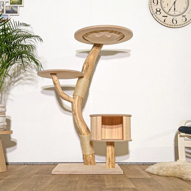 Naturkratzbaum 4334 Kratzbaum Natur Holz Design 133 cm hoch Katzenbaum