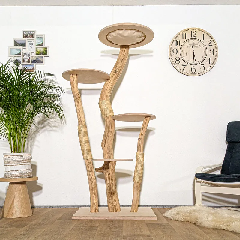 Naturkratzbaum 4333 Kratzbaum Natur Holz Design 185 cm hoch Katzenbaum