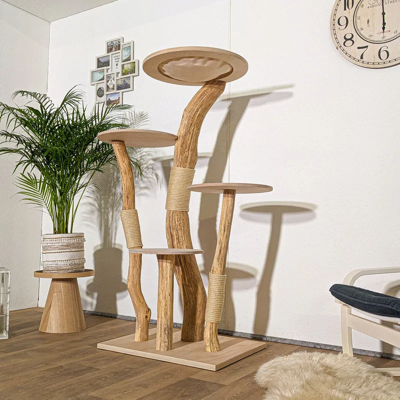 Naturkratzbaum 4332 Kratzbaum Natur Holz Design 156 cm hoch Katzenbaum
