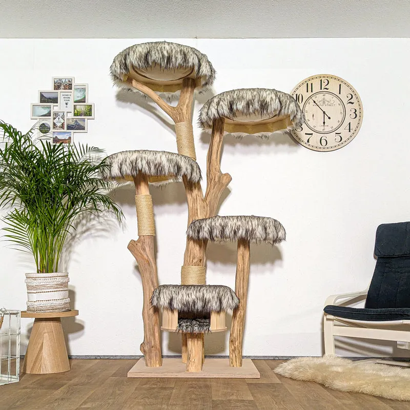 Naturkratzbaum 4331 Kratzbaum Natur Holz Design 205 cm hoch Katzenbaum