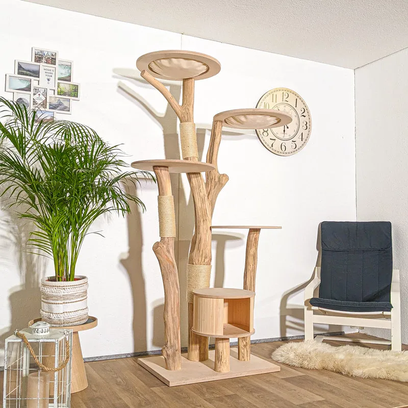 Naturkratzbaum 4331 Kratzbaum Natur Holz Design 205 cm hoch Katzenbaum